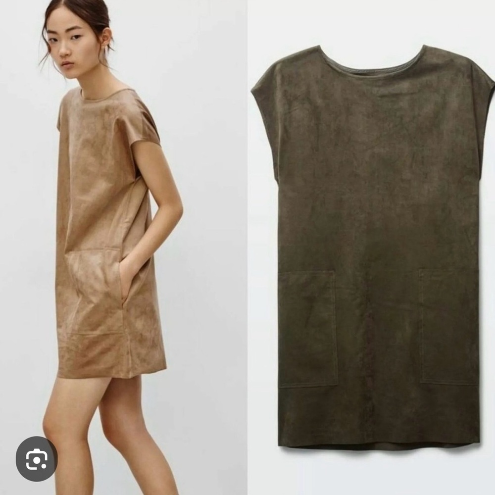 Khaki Wilfred Free Nori Faux Suede Shift Dress | XS